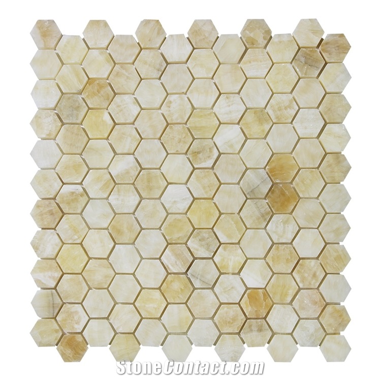 Chinese Honey Onyx Stone Mosaic Tiles Backsplash