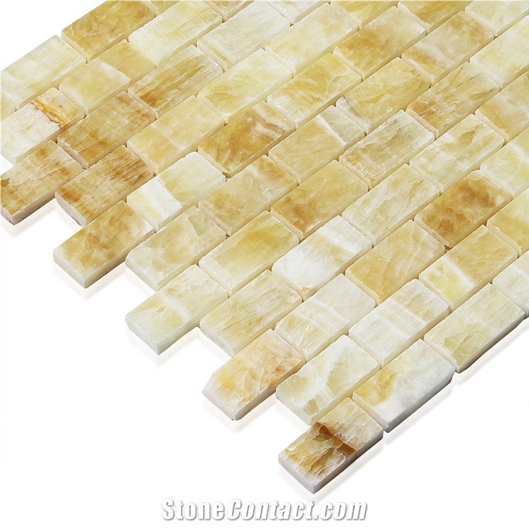 Chinese Honey Onyx Stone Mosaic Tiles Backsplash