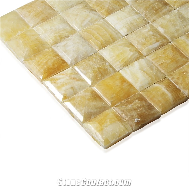 Chinese Honey Onyx Stone Mosaic Tiles Backsplash