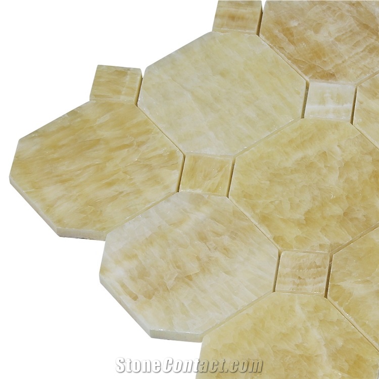 Chinese Honey Onyx Stone Mosaic Tiles Backsplash