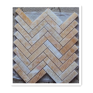 Polsihed Herringbone Yellow Marble Mosaic Tiles Polsihed Herringbone Yellow Marble Mosaic Tiles