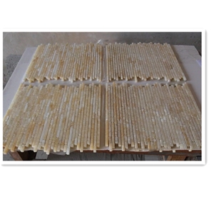 Polsihed Herringbone Yellow Marble Mosaic Tiles