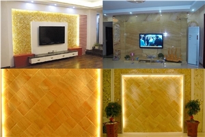 Polsihed Herringbone Yellow Marble Mosaic Tiles