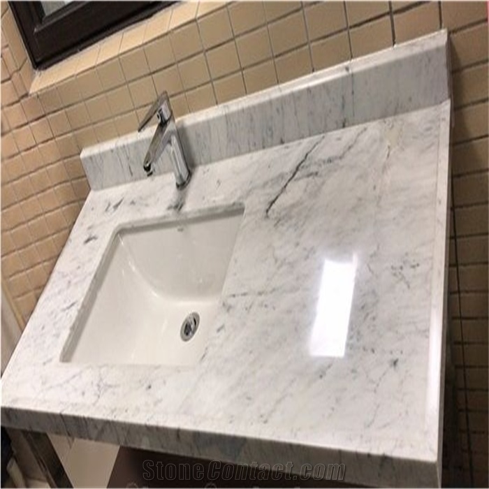 Prefab Carrara White Single Vanity Tops