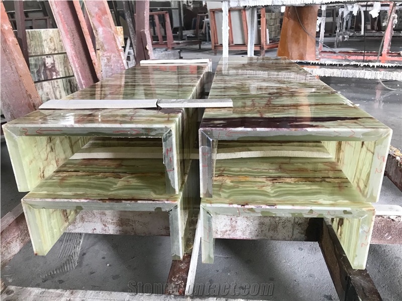 Translucent Onyx Glass Panel For Stairs Steps