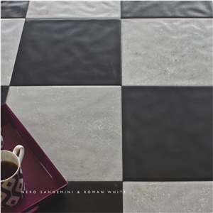 Black and White Chess Pattern Antiqued Tiles Black and White Chess Pattern Antiqued Tiles