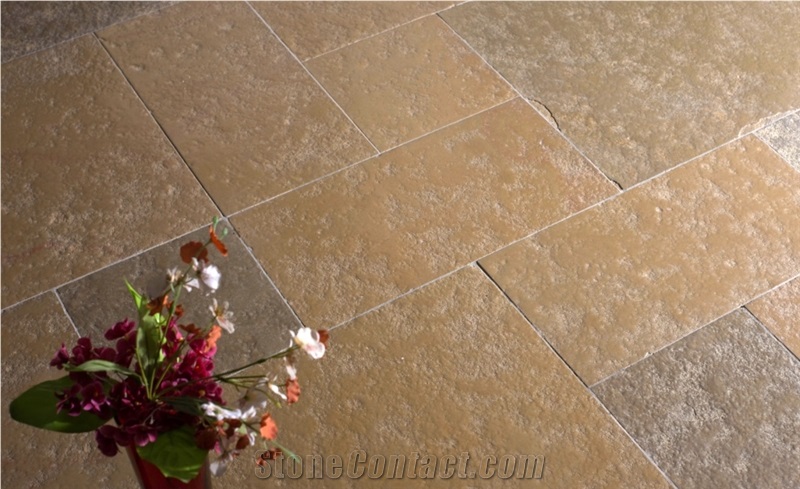 Lime Yellow Brushed Limestone Tiles