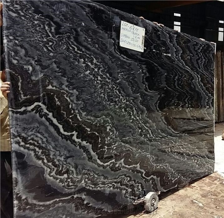 Mercury Black Marble Tiles & Slabs