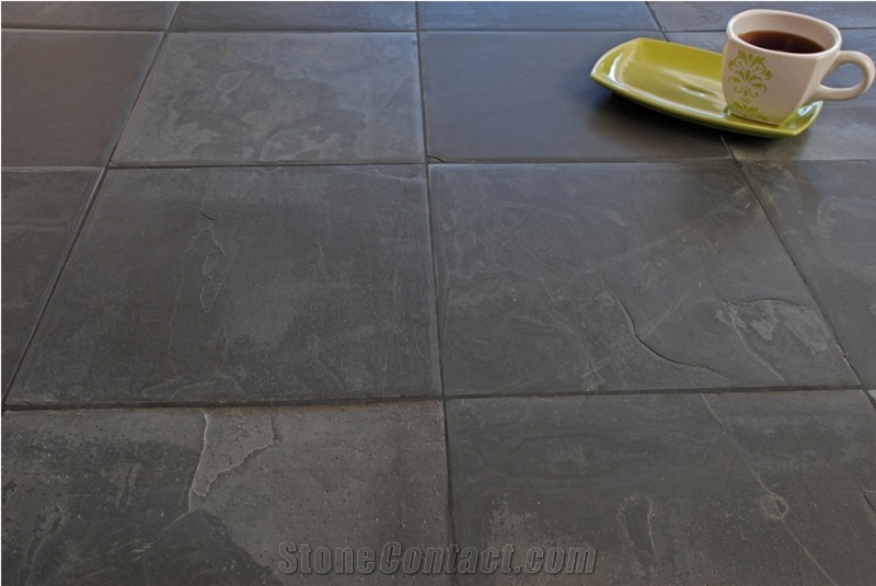 Olive Black Slate Antiqued Tiles & Slabs