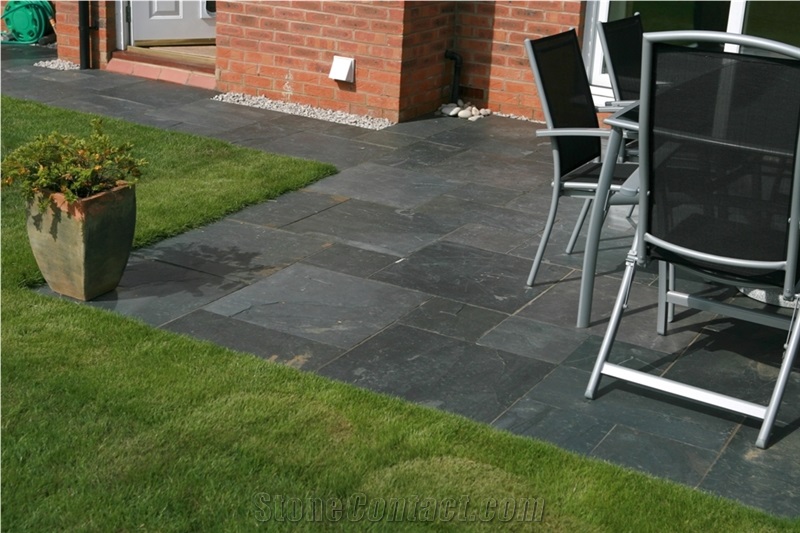 Olive Black Slate Riven Tiles & Slabs