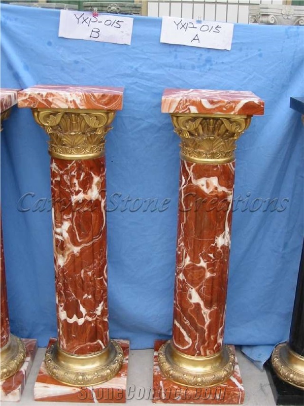 Rosso Francia Classico Marble Pedestal Column