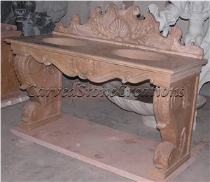 Royal Beige Marble Pedestal Vanity Top Unit
