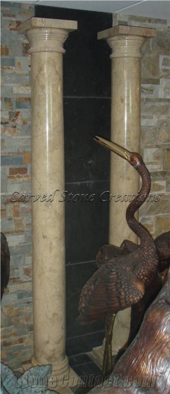 Champagne Beige Marble Carved Polished Column