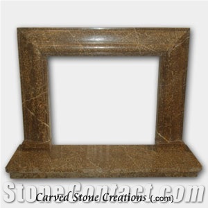 Coffee Brown Marble Mitered Fireplace Surround
