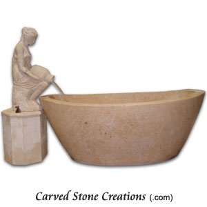 Contoured Rim Oval Tub Henan Yellow Limestone