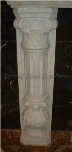Corinthian Half Column Tuscany Classic Carved Tuscany Beige Travertine