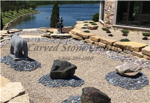 Flat Tumbled Black Marble Pebbles- Flat River Pebbles
