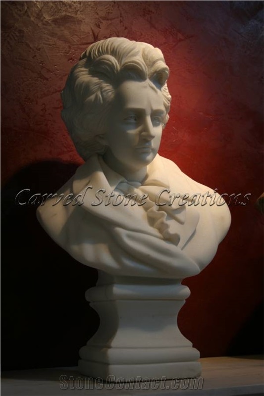 Hunan White Marble Bust Of Beethoven