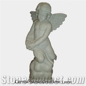 Kneeling Angel with Flowers Statue