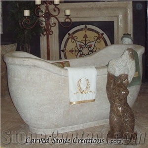 Orient White Travertine Bath Tub