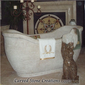Orient White Travertine Bath Tub