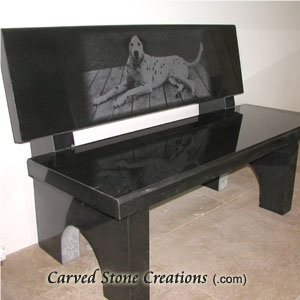 Park Bench with Polished Black Granite