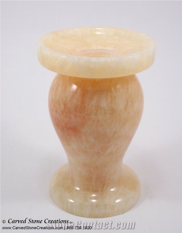 Polished Butterscotch Onyx Candle Holder