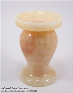 Polished Butterscotch Onyx Candle Holder