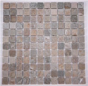 Serengeti Gold Quartzite Square Mosaic Tiles