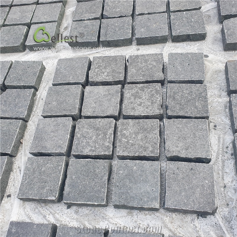 G684 Black Granite Meshed Granite Cobble Stone