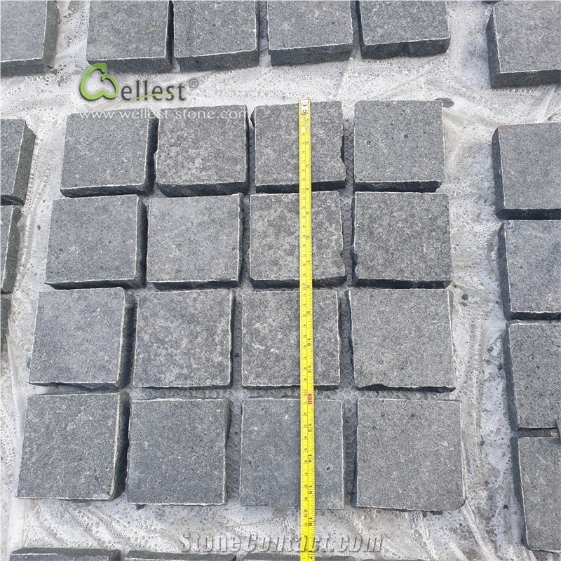G684 Black Granite Meshed Granite Cobble Stone