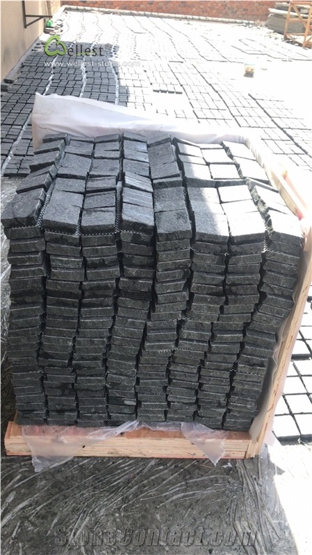 G684 Black Granite Meshed Granite Cobble Stone