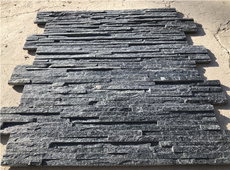 Black Quartzite Waterfall Ledge Stone  Cladding Panels