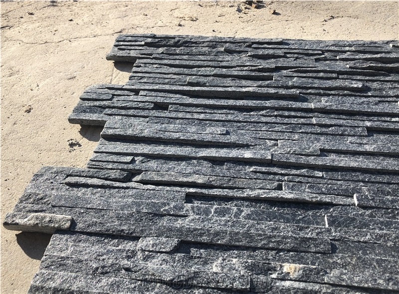 Black Quartzite Waterfall Ledge Stone  Cladding Panels
