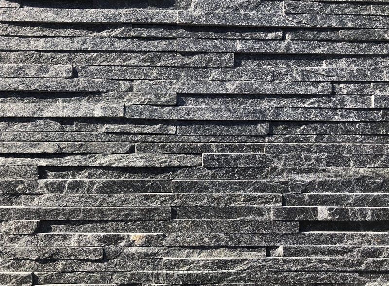 Black Quartzite Waterfall Ledge Stone  Cladding Panels