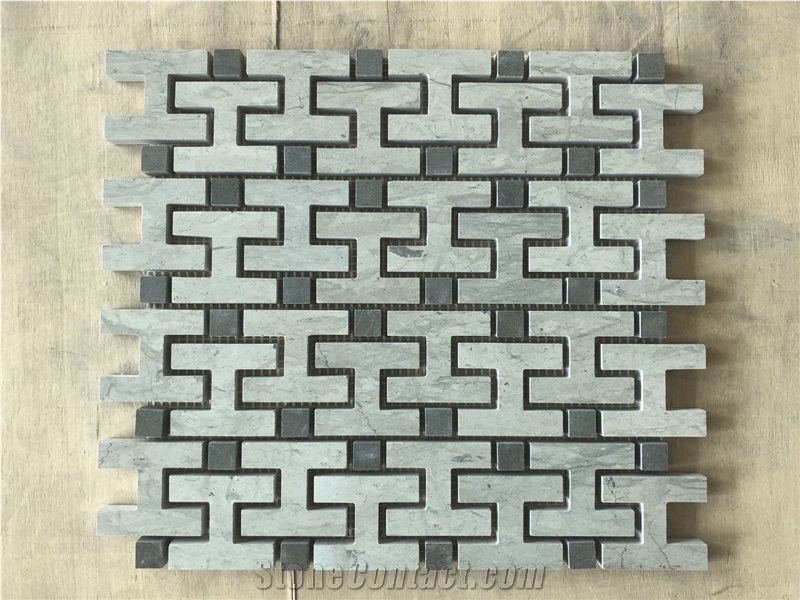 Blue Wooden Basalt Marble Mosaic Tile for Floor