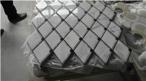 Calacatta Carrara Mixed Metal Marble Mosaic Tiles