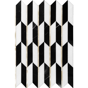 Carrara Nero Marquina Greek Thassos Mixed Metal Mosaic