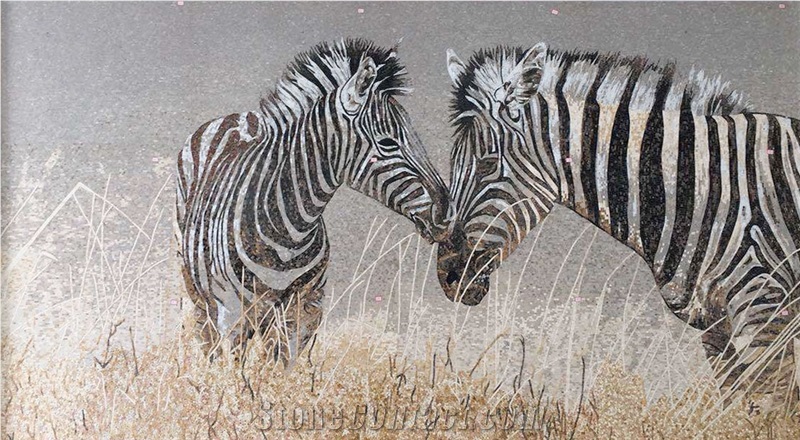 Couple Zebra Glass Mosaic Anmial Photos