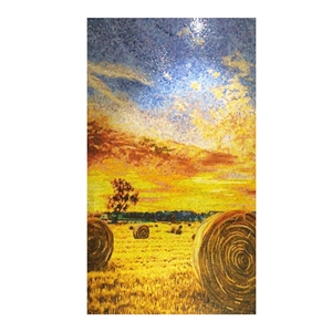 Glass Medallion Yellow Grass Rolls Glass Art