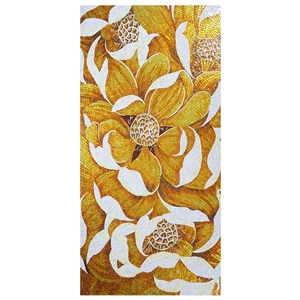 Golden Glass Mosaics Arts Lotus Medallion