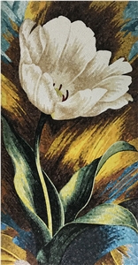 Handcut Glass Pictures Of White Tulip Medallion