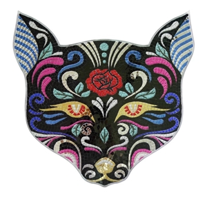 Leopard Animal Glass Medallion Mosaic Pictures