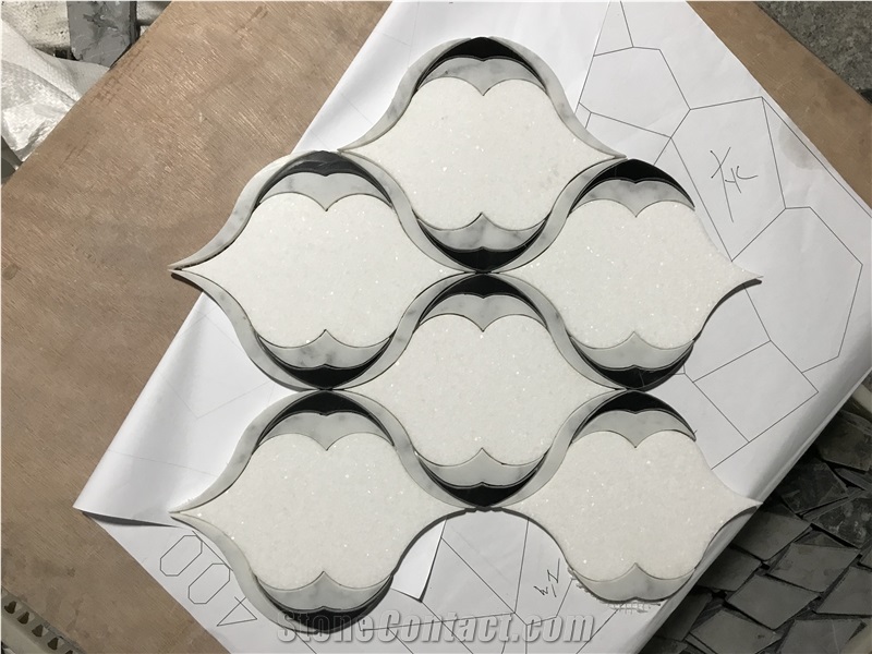 Thassos Nero Marquina Waterjet Marble Tile