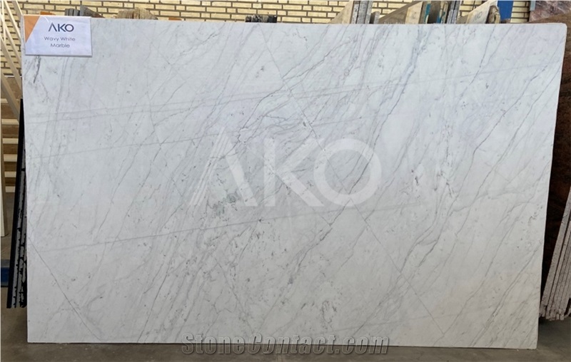 Wavy White Marble Slabs, Neyriz White Marble