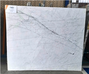Wavy White Marble Slabs, Neyriz White Marble