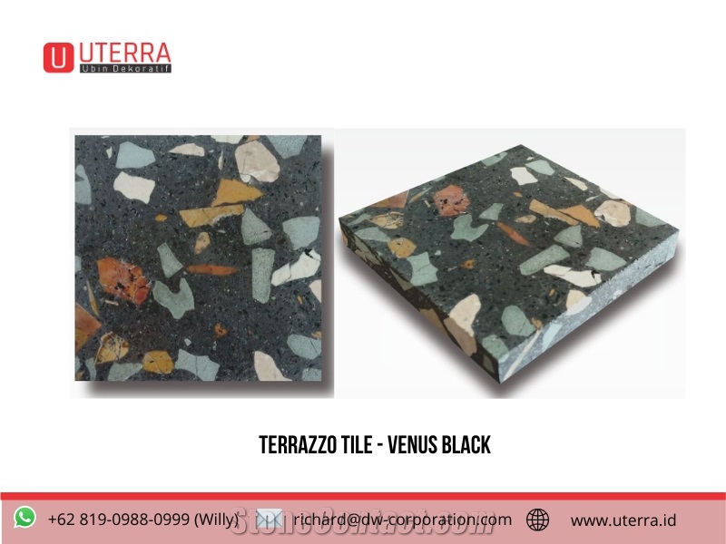 Venus Black Terrazzo Tile Indonesia Floor Tile