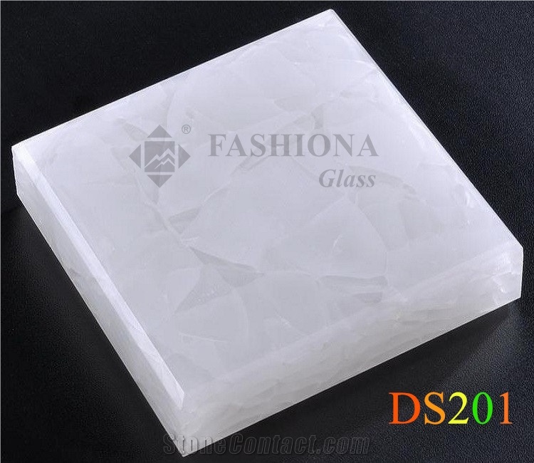 Backlit Recycled Glass Slab and Tile, Crystallized Glass Stone