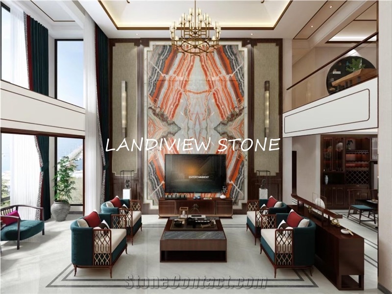 Orange Onyx Flooring Tiles Slabs Pattern