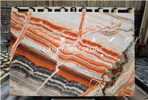 Orange Onyx Flooring Tiles Slabs Pattern